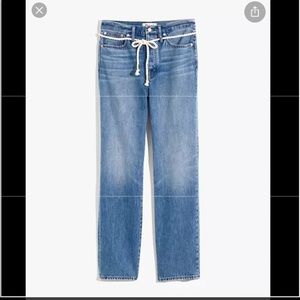 Madewell Dad Jean in Kingshill wash with rope belt